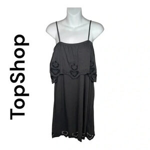 Topshop off the shoulder black dress sz‎ 8